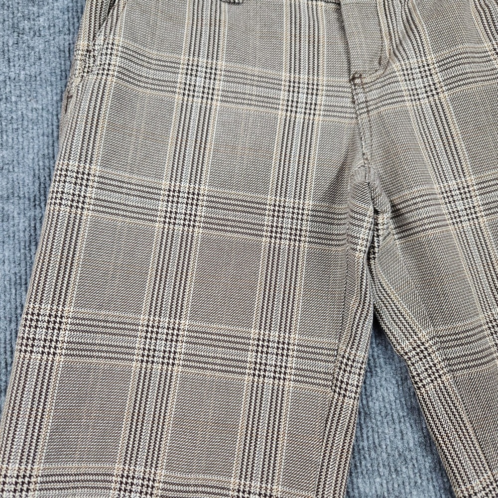 American Eagle Plaid Crop Pants Womens 4 Tan Brown Wide Leg Cuffed Academia - Picture 3 of 6